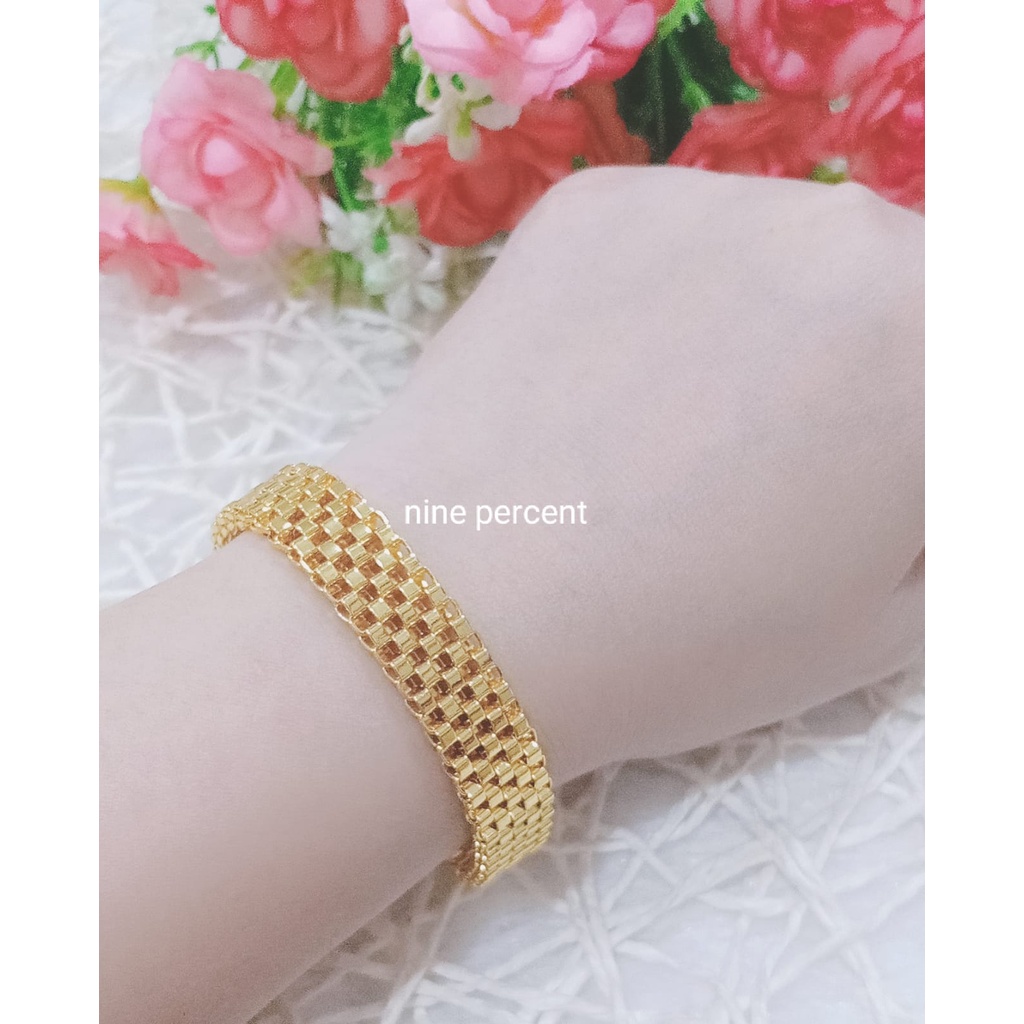 Gelang Tangan Xuping Gold Wanita Dewasa Motif Rantai Permata Lapis Emas LM