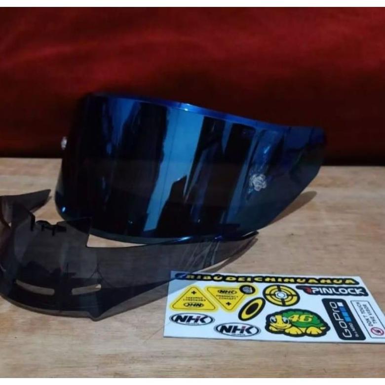 Paket Flat Visor Nhk Gp1000 Iridium + Spoiler Nhk Gp1000+ Sticker Husus Nhk Gp 1000