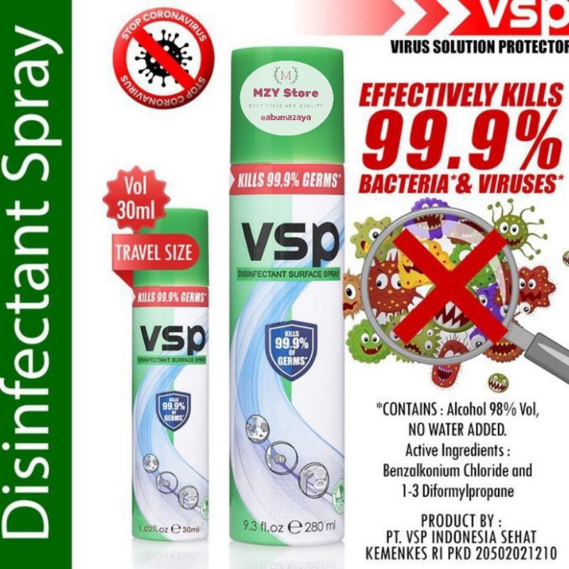 VSP Disinfectant / Disinfektan VSP Spray Anti Virus 30 mL - Travel Size