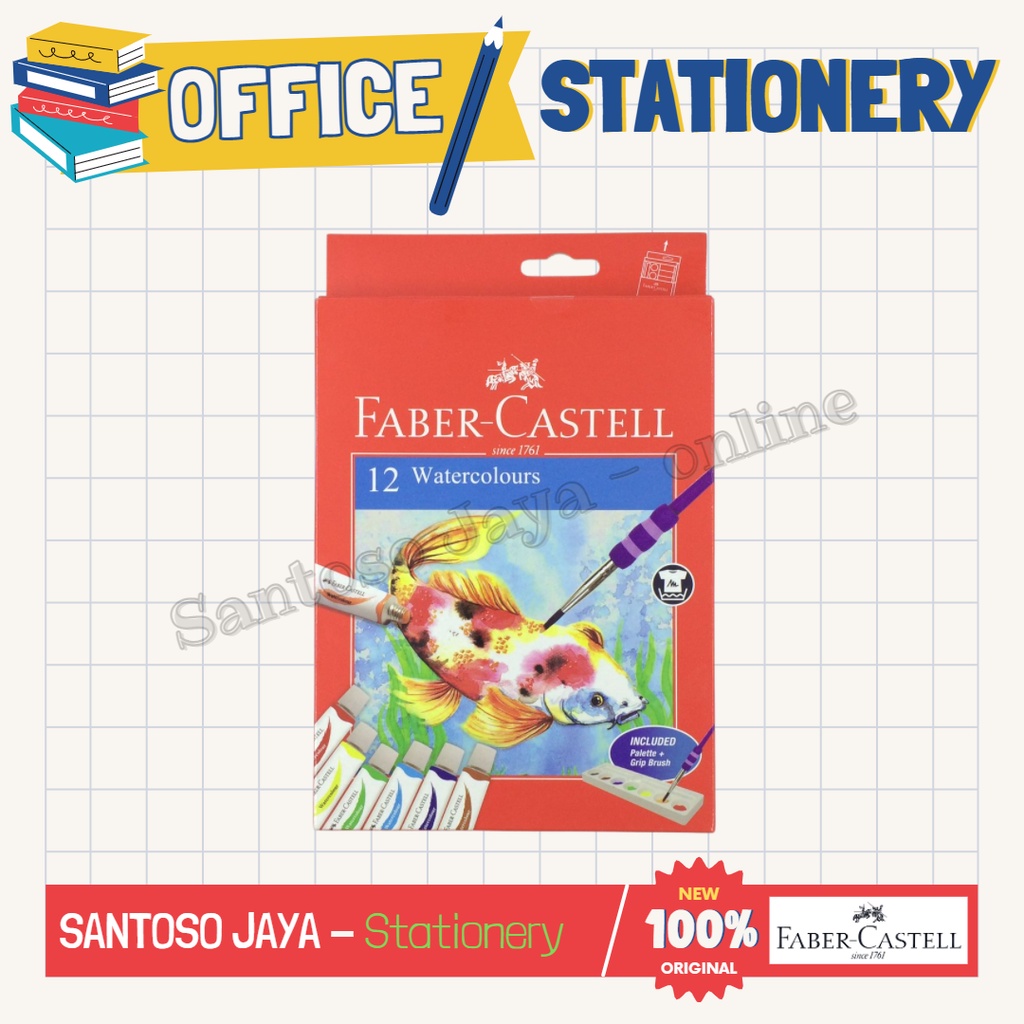 

Cat Air FABER CASTELL 12 Warna - Water Colour 12x12ml - 121004N