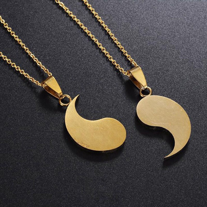 2 Pieces Stainless Steel Yin Yang Pendant Puzzle Piece Necklace Birthday Jewlery Gifts For Couple Or Best Friends