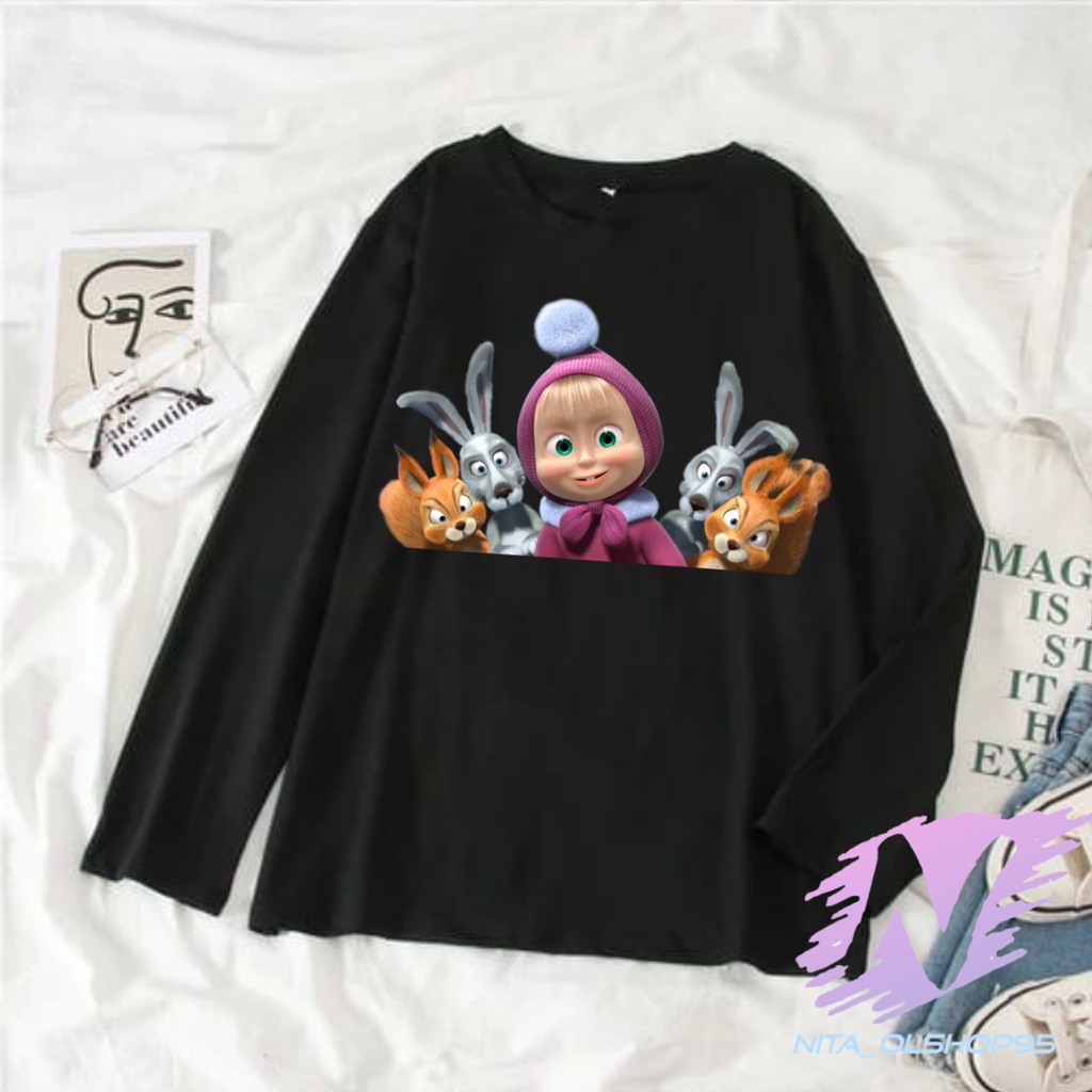 kaos marsha and the bear baju kaos anak lengan panjang marsa dan teman teman