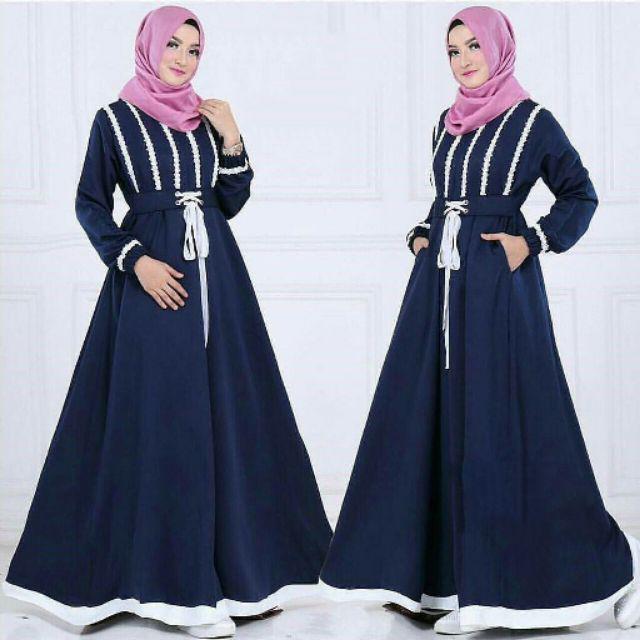 Ghaitsa Dress - UKURAN L XL XXL XXXL 5L - BAJU GAMIS JUMBO - DRESS BIG SIZE - PROMO FLASH SALE-NAVY