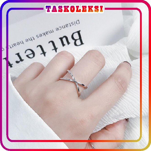 ☛TK☚ A034 Cincin Silang Fashion Korea Perhiasan Wanita Berongga Tiga Dimensi Stainless Steel Rings