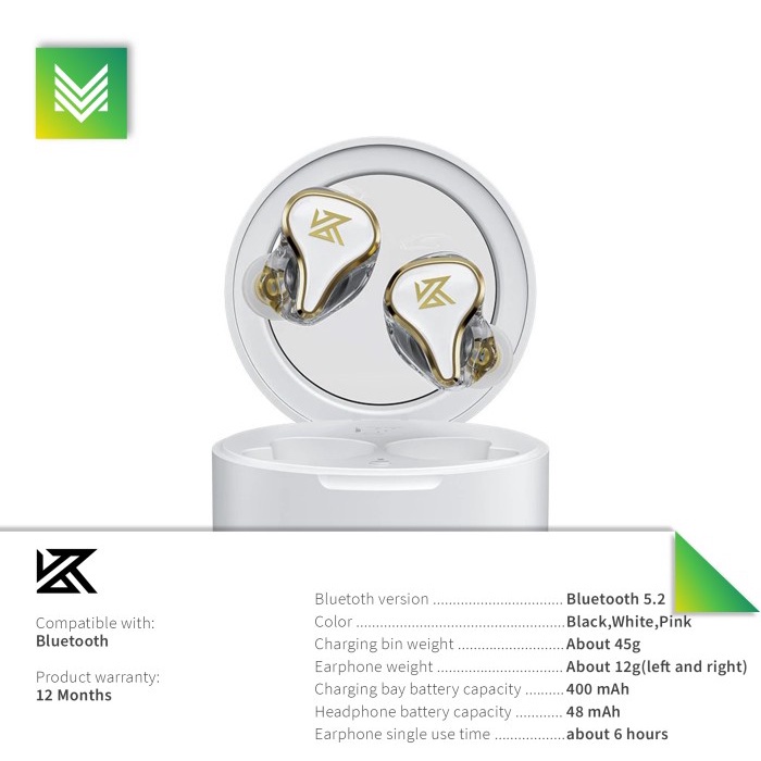 KZ SK10 TWS In Earphone Headphones Bluetooth 5.2 Game