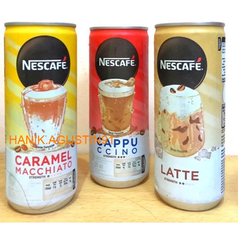 

Nescafe Kopi Minuman Kaleng Caramel Macchiato, Cappucino, Latte 220ml / Minuman Kopi Nescafe SS91