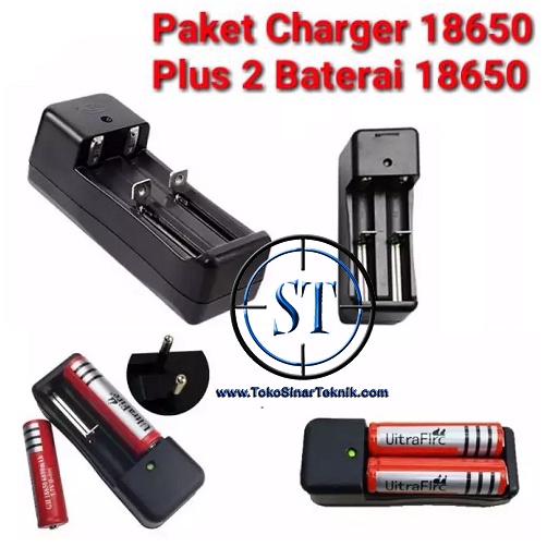 Charger 2 Dual Slot Batere Batrai Baterai 18650 16340 26650 14500 Cash Baterai Senter SWAT Police isi 2 Slot