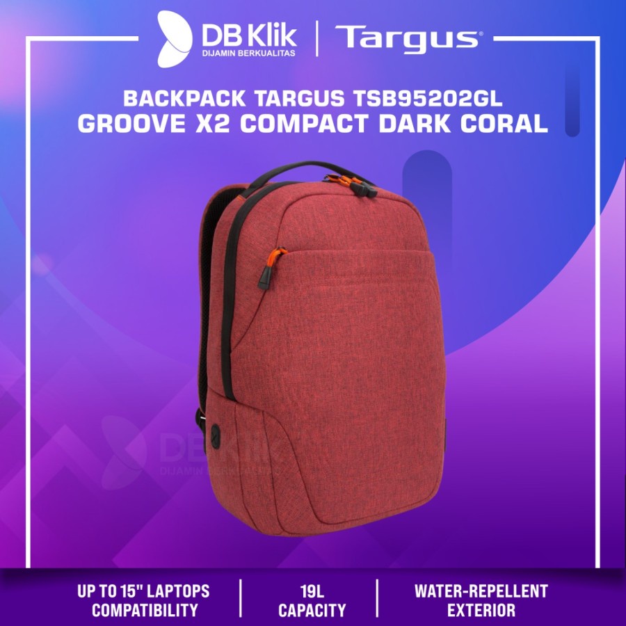 Backpack TARGUS TSB95202GL GROOVE X2 COMPACT 15&quot; Dark Coral - TSB95202