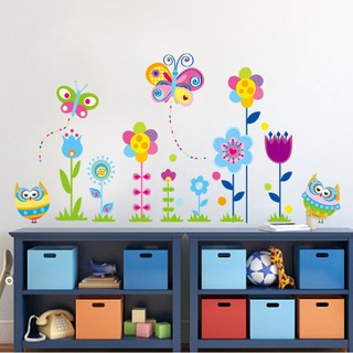 Evanurita Wall Sticker Rumput  Bunga Owl Stiker  Dinding  