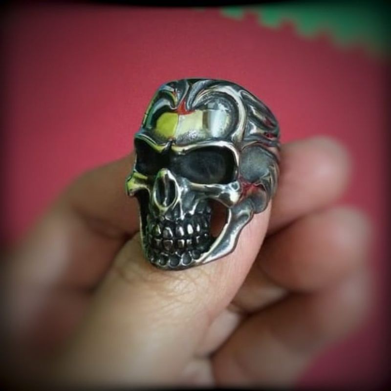 Cincin Tengkorak pria keren ring skull anti karat