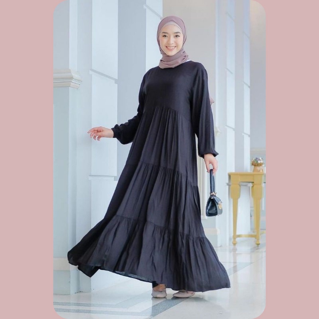 Felisya Midi Dres Wanita Muslim Remaja Busui Jumbo polos bahan rayon uniqlo BEST SELLER BANGET!!!