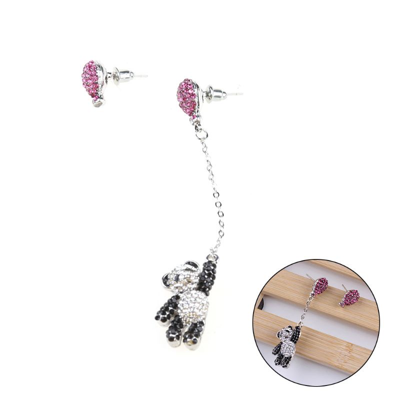 SIY  Irregular cute black white bear pink balloon earrings tassel dangle earrings