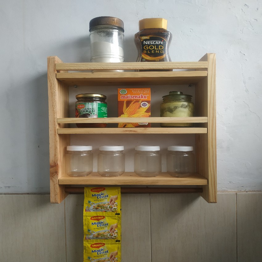 RAK BUMBU 3 TINGKAT KAYU