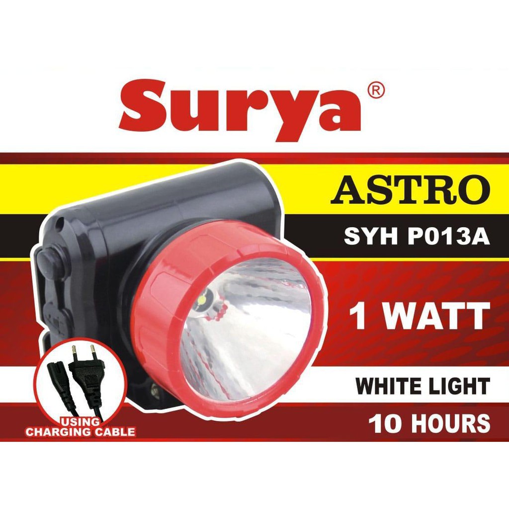 Surya Astro Senter Kepala LED 1 Watt Rechargeable SYH P013A