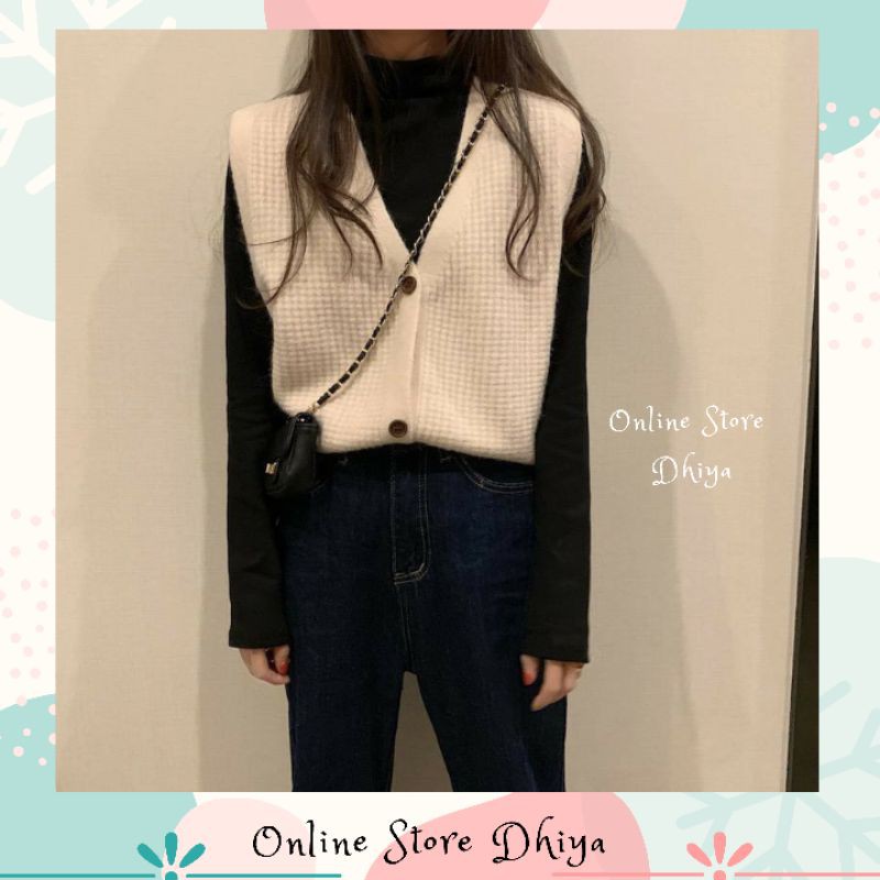 Vest Rompi Rajut Premium Knit Vest Gaya Wanita Korea Outer Rajut Korean Style Ala Idol KPOP OUTFIT