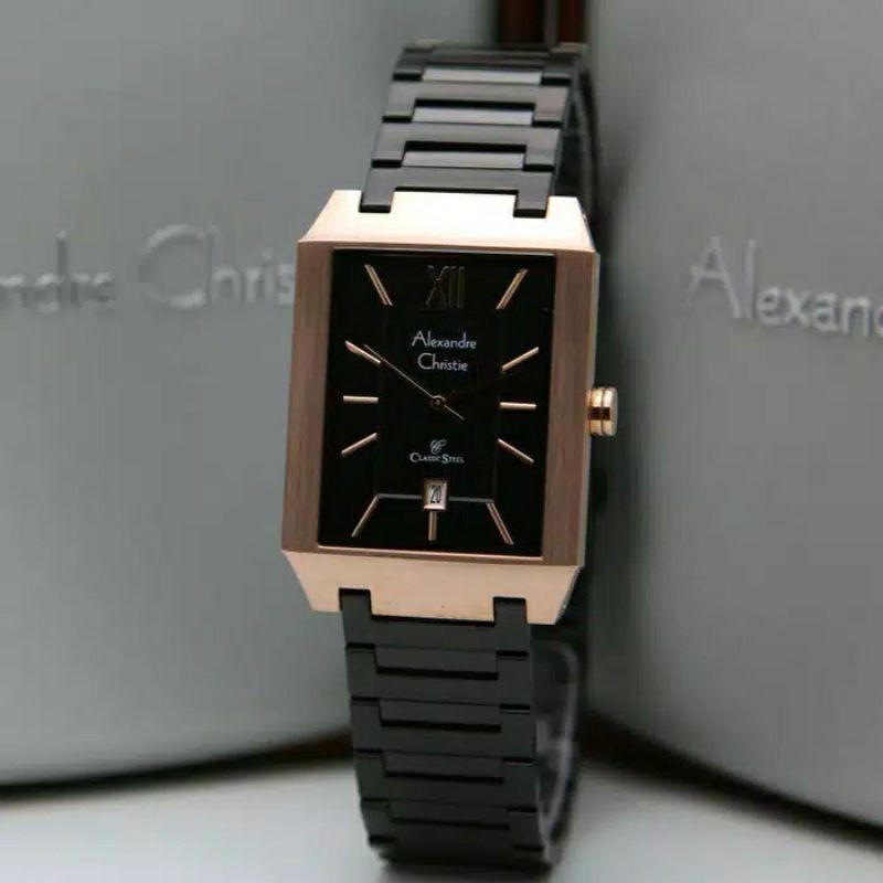 JAM TANGAN PRIA ALEXANDRE CHRISTIE AC 8643 AC8643 8643 BLACK ROSEGOLD ORIGINAL