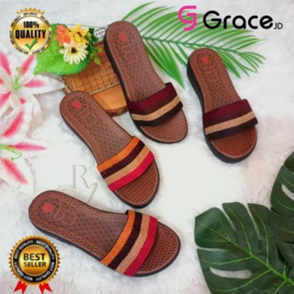 GRACE [RAJUT OSAKA] Sandal Hak Selop/ Sandal Rajut Cewek Turki/ Sendal Rajut Wedges Wanita Turkey Slop