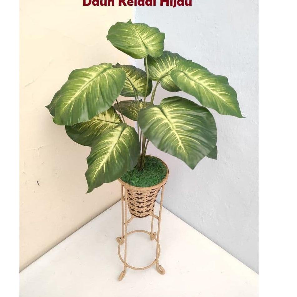 [TTG✽] ♪ Tanaman Bunga Hias Plastik Sudut Artificial Artifisial Besar 1 Set Dengan Pot Rotan Standin