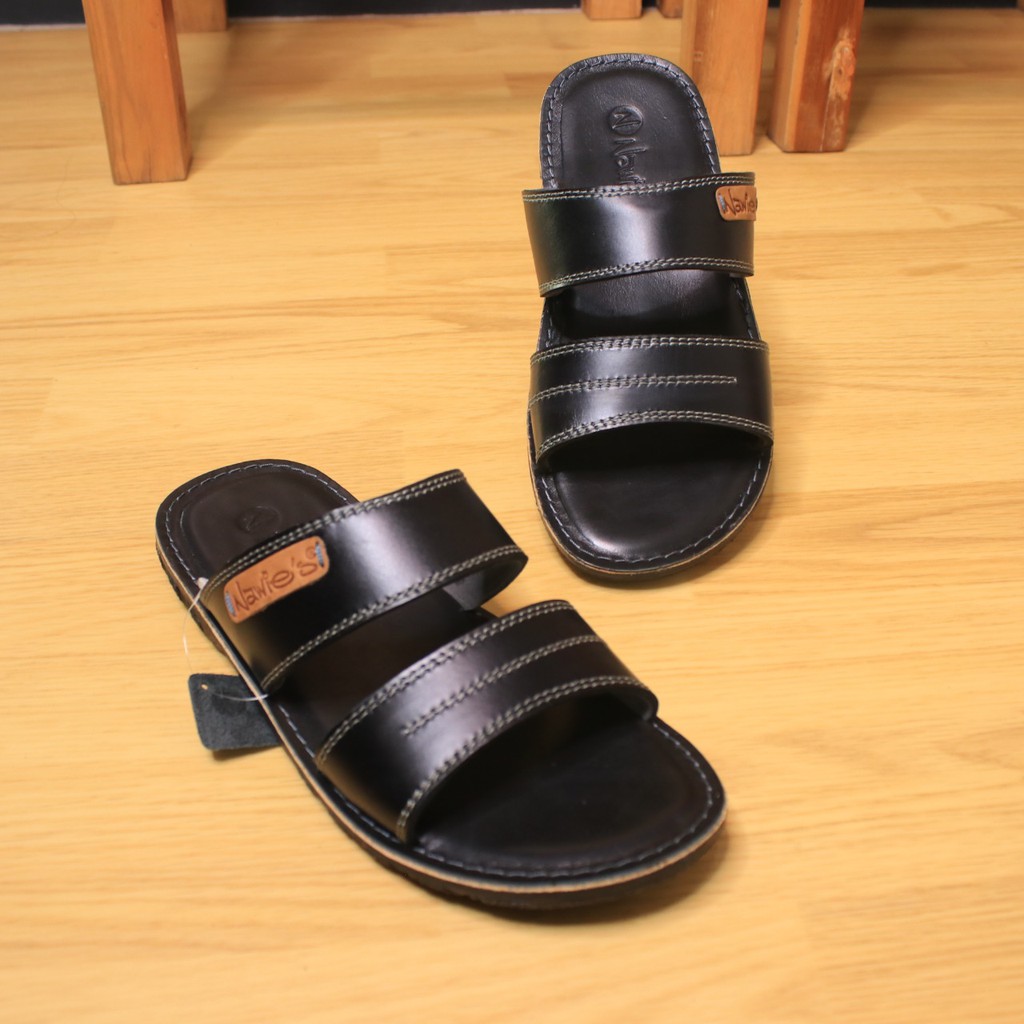 Sandal Slide JAGUAR Sendal Selop japit Kuat bahan Kulit sapi Asli genuine leather Pria Cowok