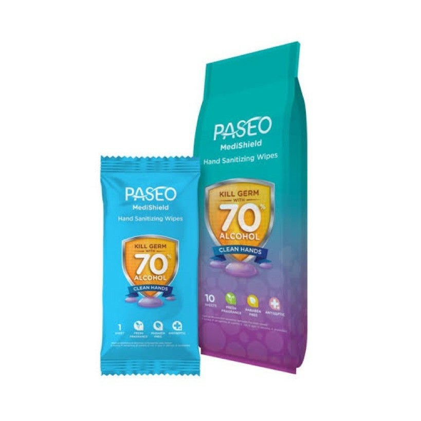 PASEO MEDISHIELD HAND SANITIZING WIPES 10'S