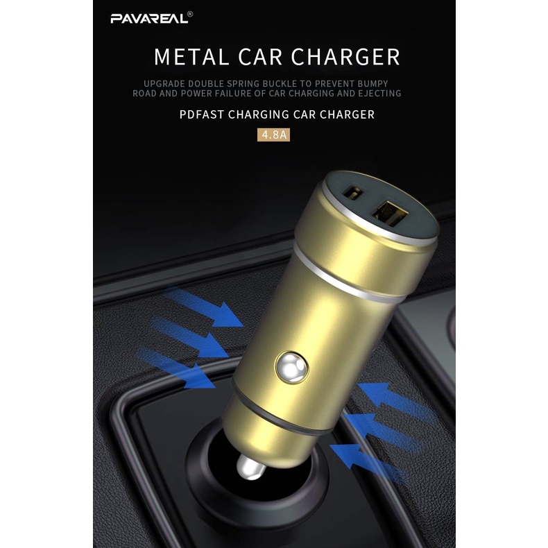 Car Charger Mobil Pavareal PA-CC53 Usb 12 Watt PD QC 3.0 Fast Charging Aksesoris Handphone Hp GALLERYONE gallery one
