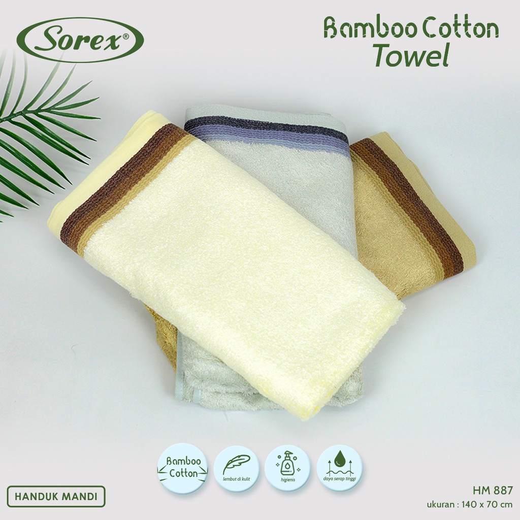 Sorex Handuk Mandi Dewasa Cotton Bamboo Lembut Daya Serap Tinggi HM 887