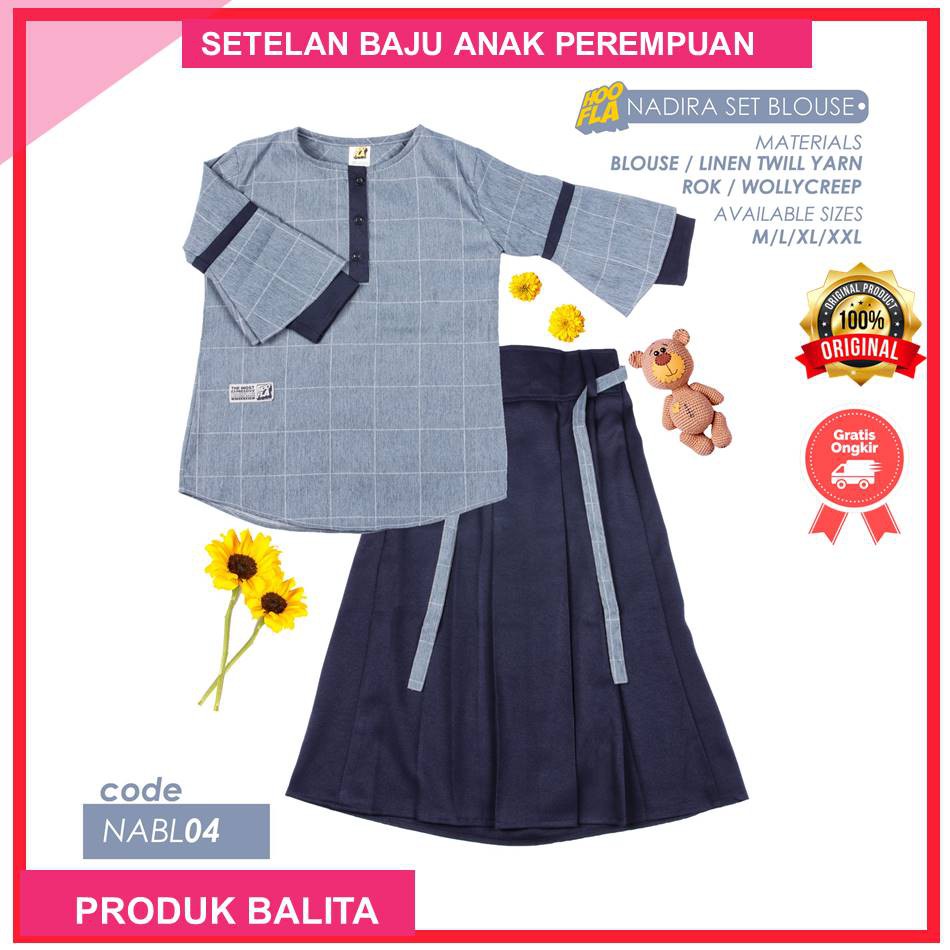 Hoofla Kids Nadira Set Blouse Setelan Baju Muslim Anak Perempuan