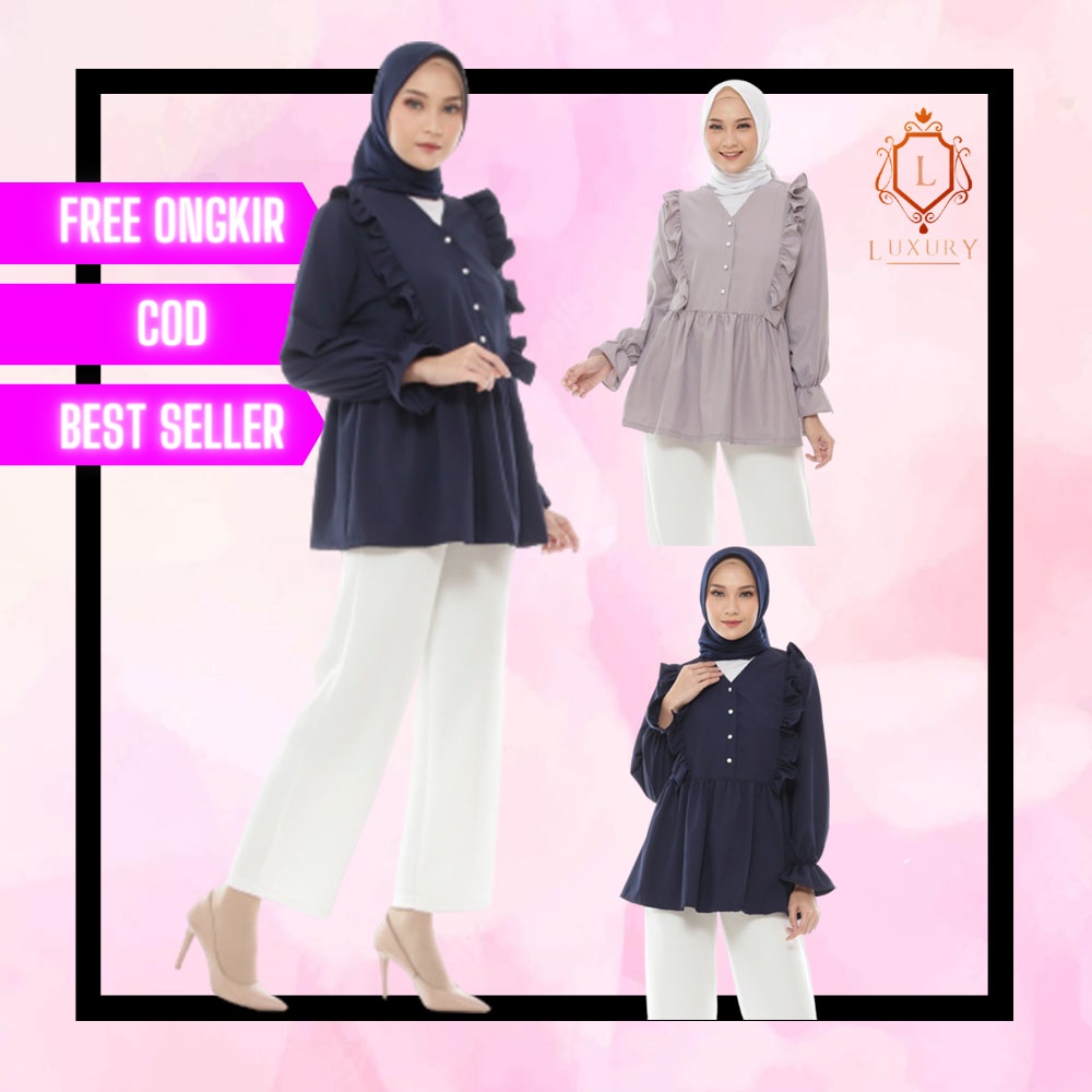 Blouse Hijab Viral Modern Model Kerja Cewek Lebaran Baju Ori Murah Atasan Tunik Setelan Lengan Panja