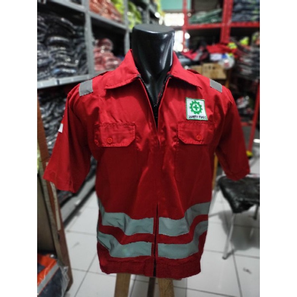 LENGAN PENDEK SERAGAM SAFETY MERAH SCOTLIGT DOBLE