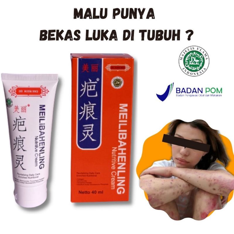 MEILIBAHENLING CREAM OBAT PENGHILANG BEKAS LUKA pemutih kulit badan wajah ketiak selangkangan perman