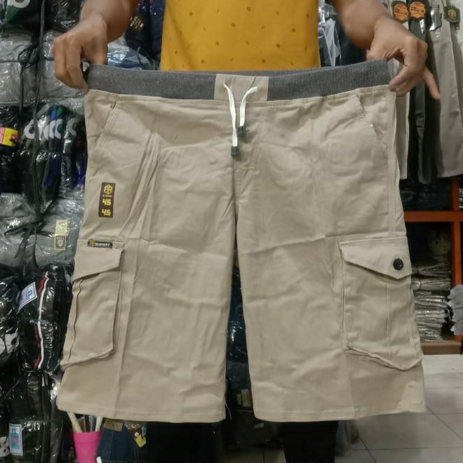 Celana Cargo Pendek Pria Model Pinggang Kolor RIP Jumbo Big Size Bahan Katun Twill Premium  Melar Ukuran 28 sampai 45