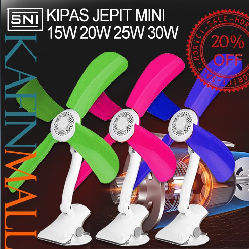 MURAH 15W 20W 25W 30W Mini Fan KIPAS JEPIT MINI/ KIPAS JEPIT DINDING MEJA 4 BALING-BALING Bahan