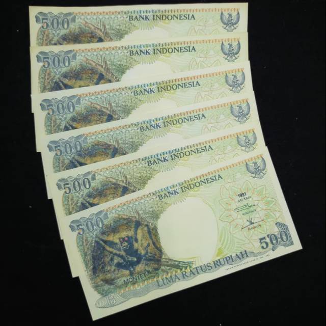 Uang Kuno 500 Rupiah Uka Uka Monyet Mata Merah Tahun 1991 UNC.