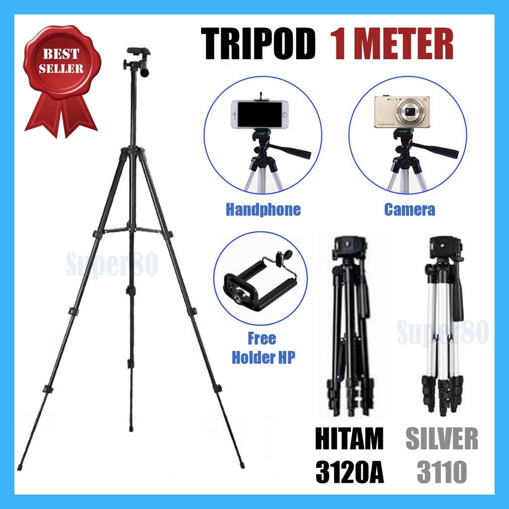 Tripod 1m + Holder U Stand HP Handphone Phone Camera Kamera GoPro Tripot Weifeng 3110 3120A