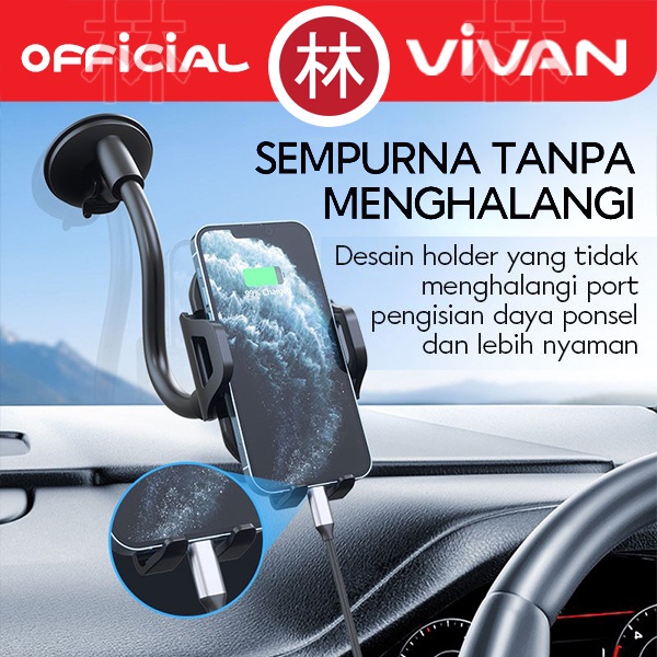 VIVAN Car Holder CHS11 Rotasi 360° Smart Lock Untuk 4.0-6.5 Inch