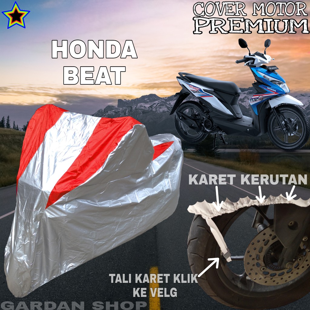 Sarung Motor HONDA BEAT Silver MERAH Body Cover Penutup Motor Honda Beat PREMIUM