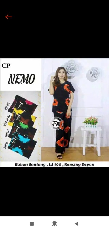 Baju Tidur Setelan Cp Nemo / Griya Batik Senja / Batik Murah / Baju Tidur / Wanita /batik Pekalongan