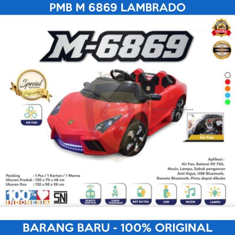 Mobil Aki Anak Remote Control Lamborghini PMB 6869 M6869 Lambarado Remot Kontrol Murah
