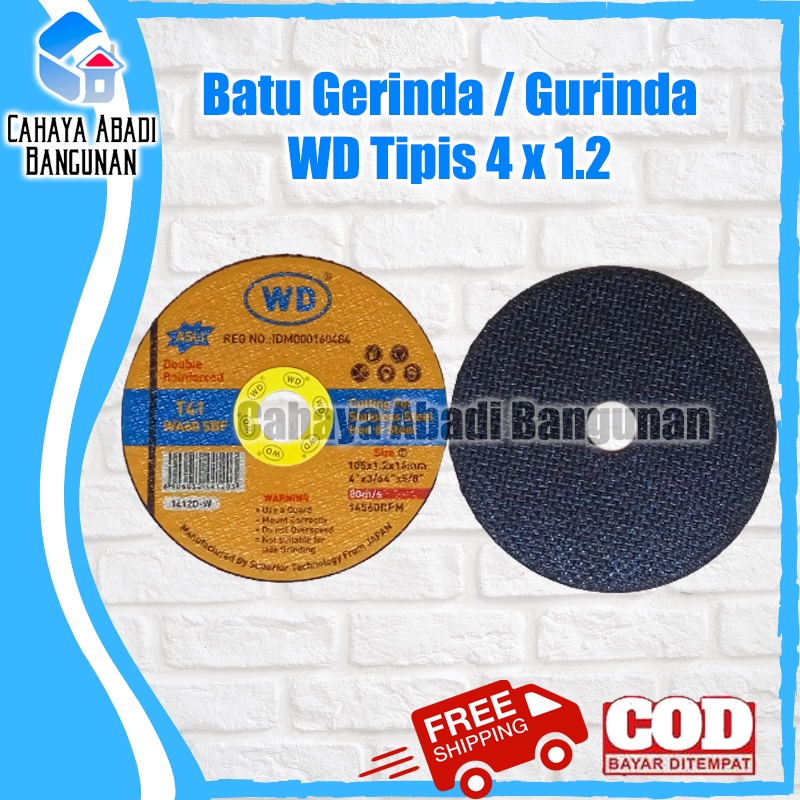 Batu Gerinda WD Tipis 4&quot; x 1.2 Gerinda Potong Cutting Wheel