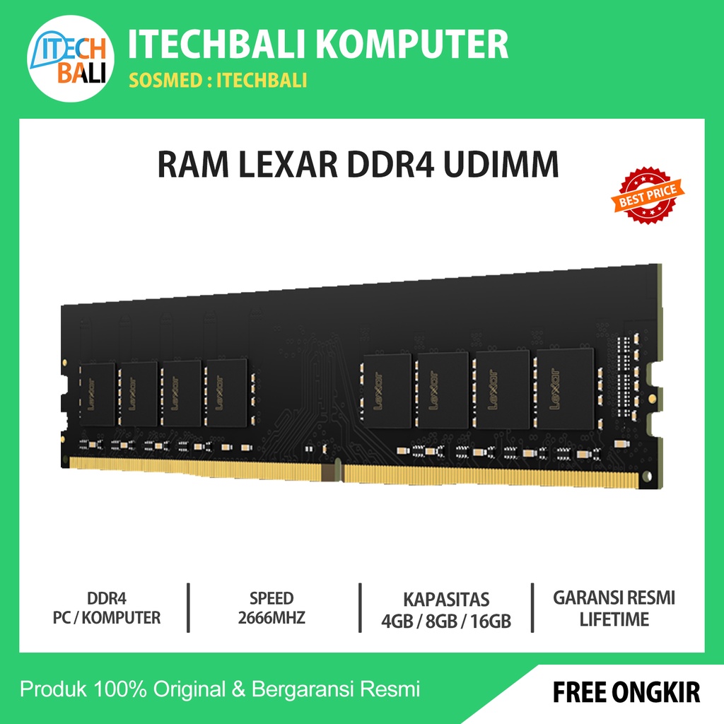 RAM PC LEXAR DDR4 4GB 2666MHz | ITECHBALI