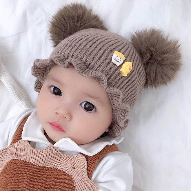 TP24-100% ASLI IMPORT Topi Rajut Kupluk Anak Bayi Perempuan Duck Fries