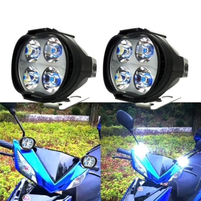 Lampu Tembak Sorot LED Spion Motor Cree 4 Mata 12W Spotlight