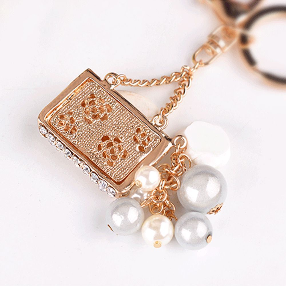 Needway  Trendy Handbag Women Jewelry Key Chains Gold 15cm Rhinestone Alloy Charming Crystal Purse/Multicolor