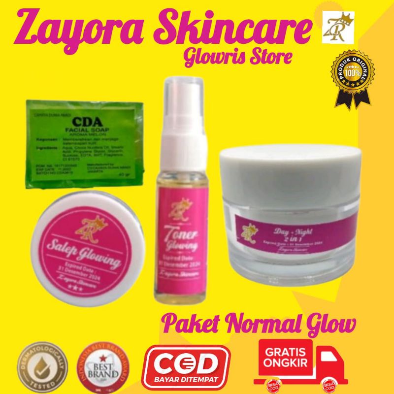 Paket Pemutih Wajah by Zayora Skincare/ Paket Normal Flek Hitam Jerawat Membandel Extra Glow (Susah Putih) By Zayora