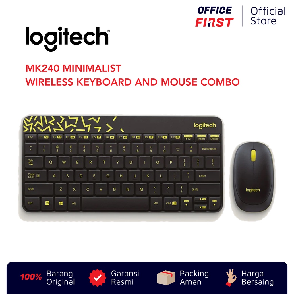 Logitech MK240 Minimalist Wireless Keyboard Mouse Combo / USB MK 240