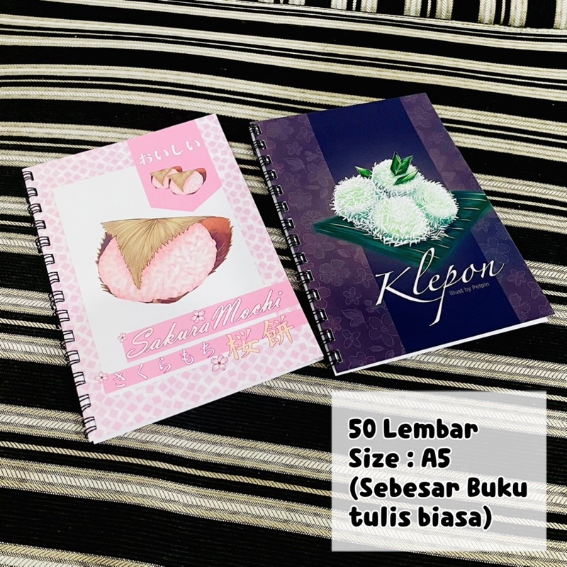 buku tulis notes diary kelepon klepon sakura mochi notebook note book a5 tebal sedang sketch book