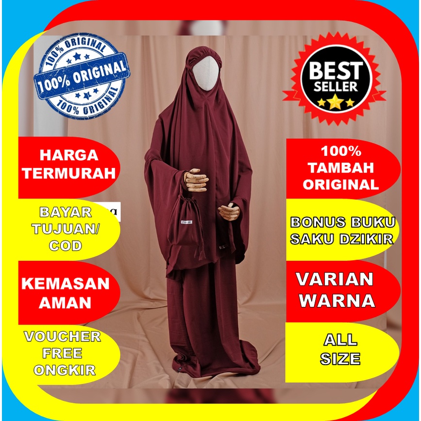 MUKENA TERUSAN DEWASA ADEM POLOS ROSAL TERBARU PREMIUM WARNA PUTIH