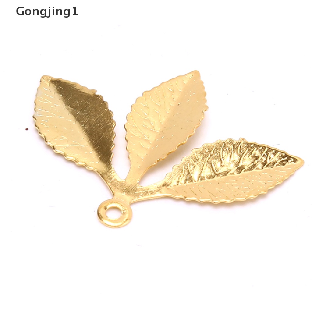 Gongjing1 50Pcs / set Konektor Bentuk Daun Bahan Metal Gaya Vintage Untuk Kerajinan Tangan DIY