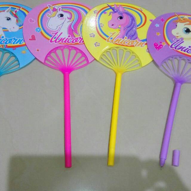 

Pulpen Bentuk Kipas Unicorn Kuda Pony 12pcs / Pulpen Unicorn