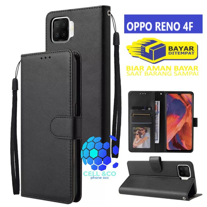 Flip cover OPPO RENO 4F Flip case buka tutup kesing hp casing flip case leather wallet